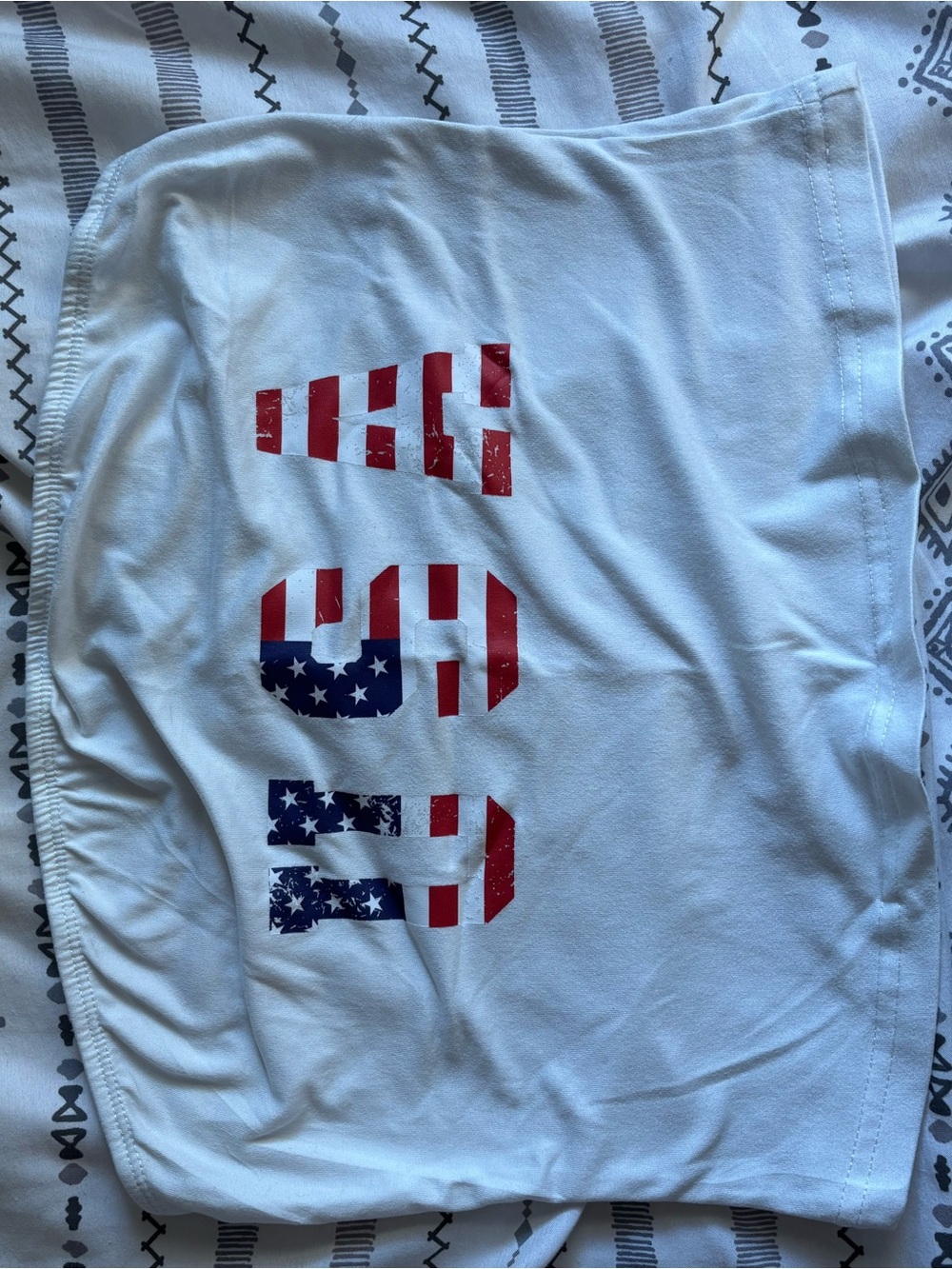 White Tube Top with American Flag Lettering